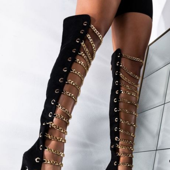 Knee High Azalea Wang Boot "Chain Me Down To Hell" (New In box) - Picture 4 of 4